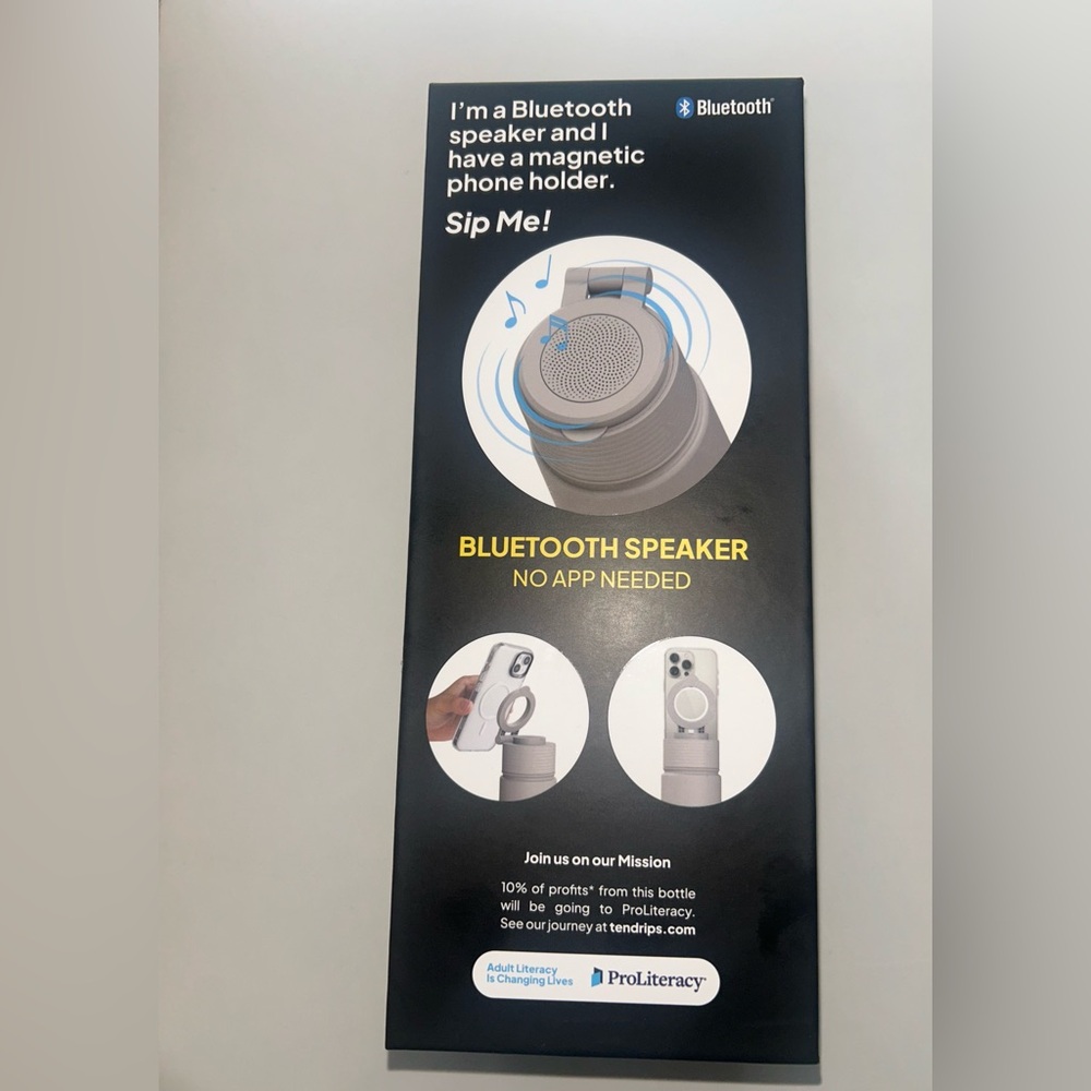 Bluetooth Speaker Water Bottle with Magnetic Phone Holder - Cream - Picture 4 of 4